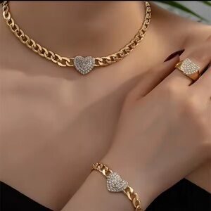 Gold Heart Jewelry Set